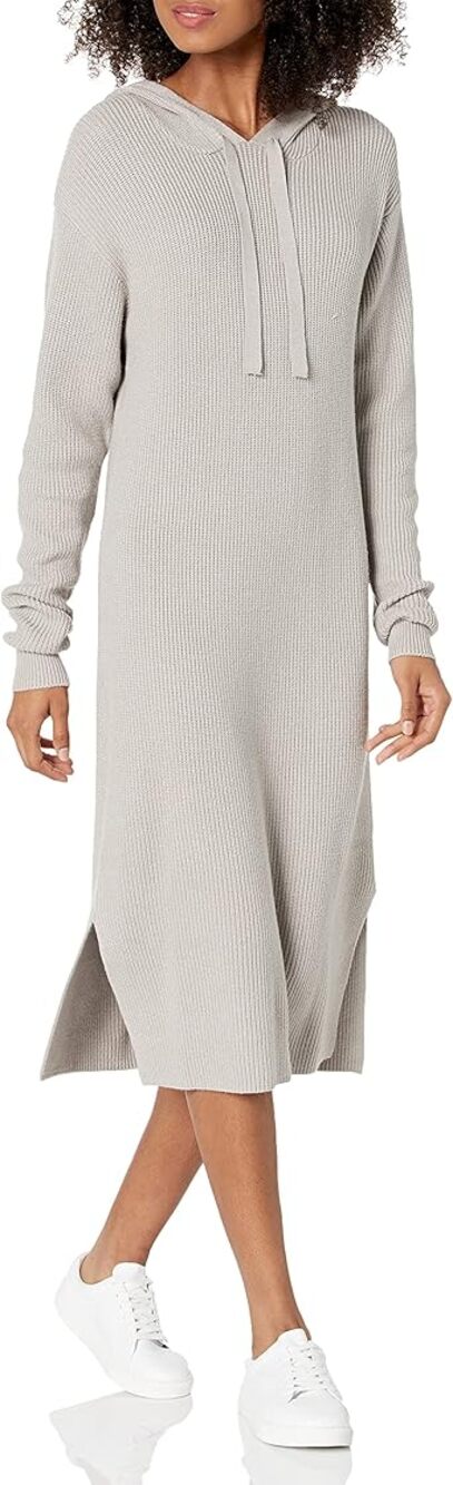 THE DROP Women's Claudia Cuddle Hoodie Midi Dress Size XS In Porpoise